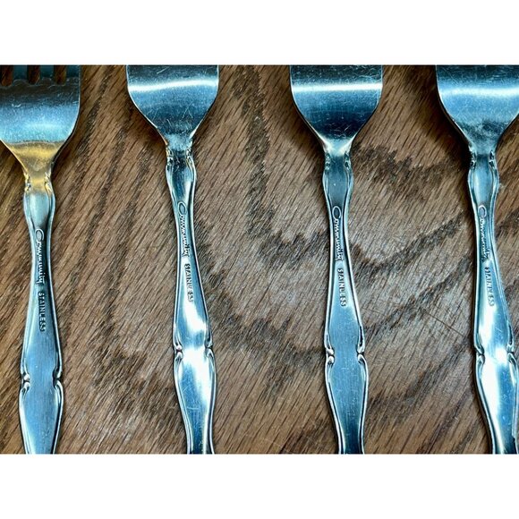 Set of 4 Oneida Community Cantata Dinner  Forks   stainless flatware 7 1/4" - Picture 9 of 11